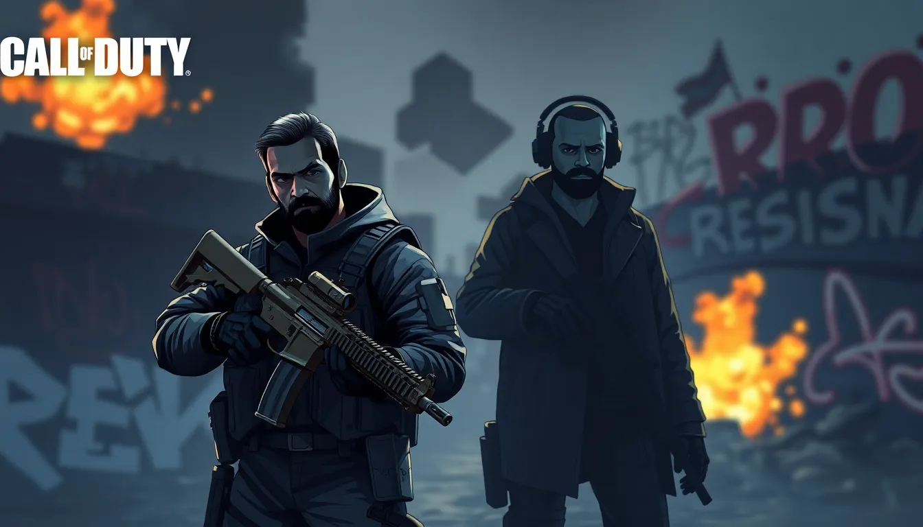 illustration of Call of Duty characters in a dynamic gaming setting.